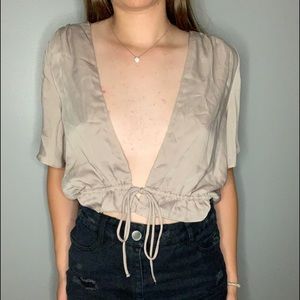 Tobi love yours rose satin crop top